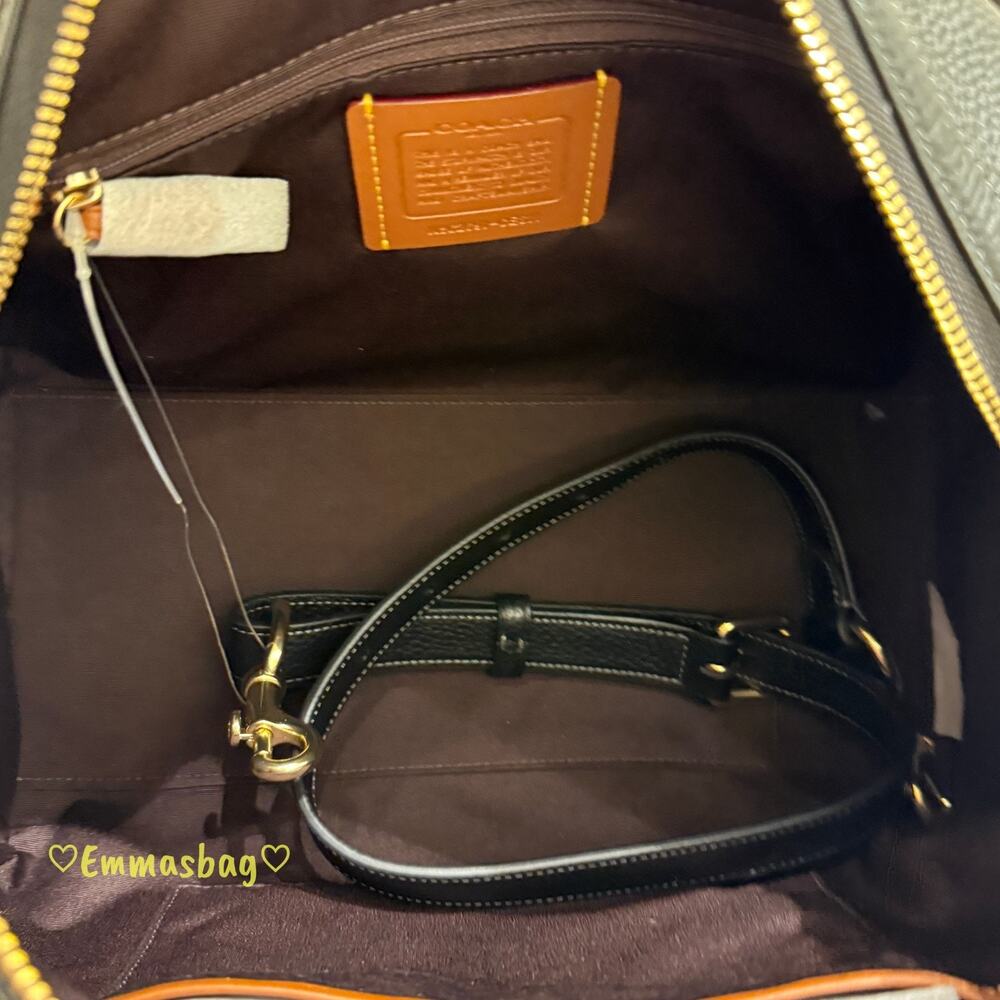 NWT Coach Rowan Large Satchel Bag CES11 pebbled leather/Gold/Black - Picture 6 of 9